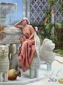 Een rustmoment bij de Leeuwenfontein in het Alhambra, Spanje, 1894 door Margaret Murray Cookesley